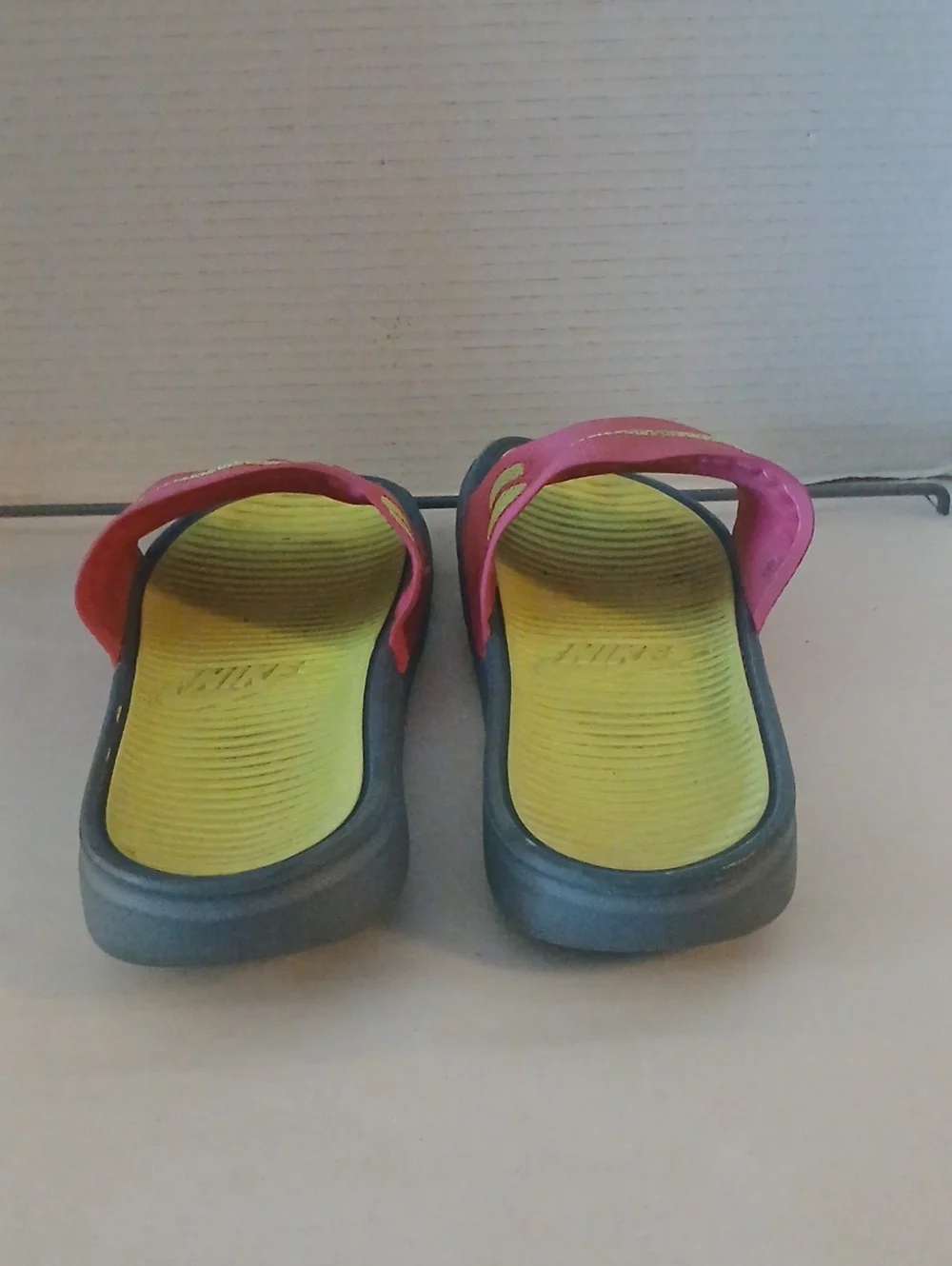 Nike Solaroft Men's Pink Strap Slides with Yellow Footbeds